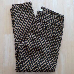 Crown & Ivy Stretch Ankle Pants - Small Petite - Orange/Black Design (477)